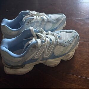 New Balance White and Light Blue Athletic Shoes